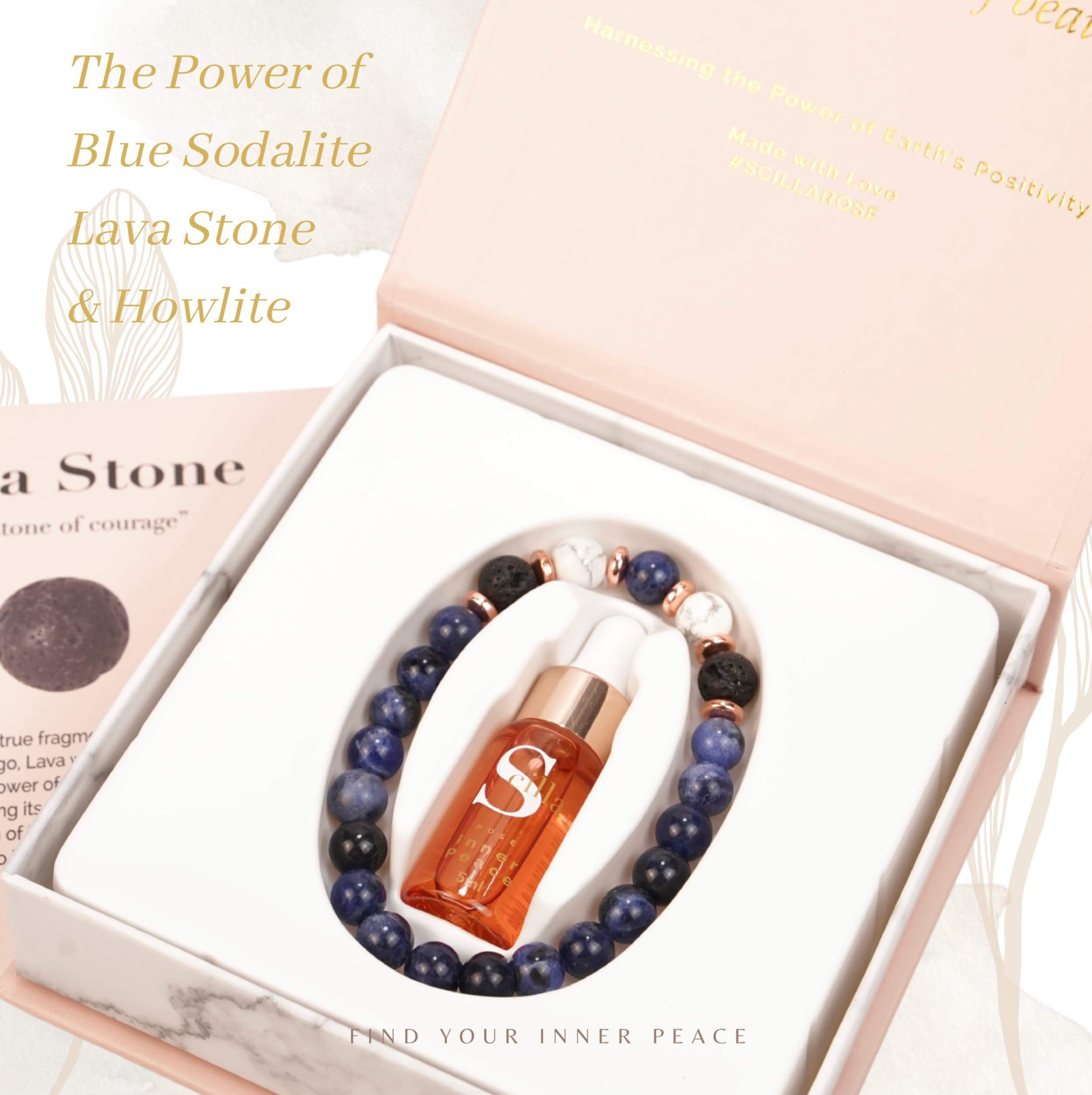 Blue ite, Marble Howlite, & White Lava Gemstone Bracelets
