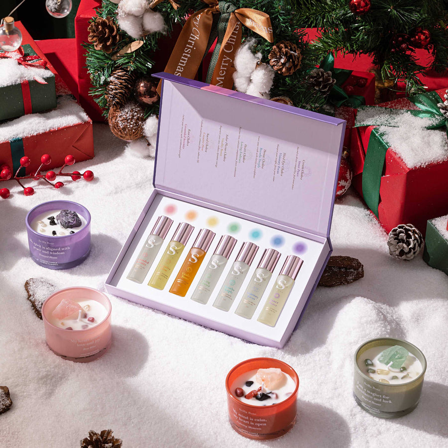 7 Chakra Crystal Rollerball Essential Oil Gift Set – Aromatherapy for Stress, Sleep & Mindfulness | The Perfect Christmas Self-Care Gift Aromatherapy Scilla Rose 