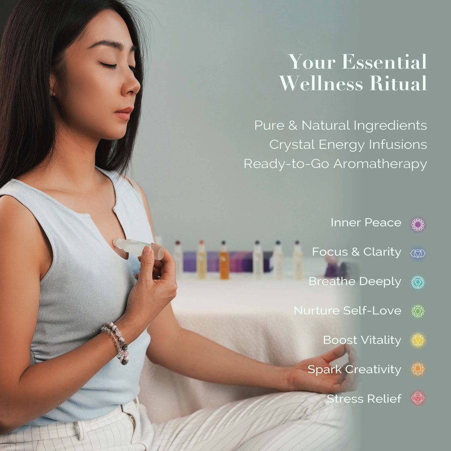 7 Chakra Crystal Rollerball Essential Oil Gift Set – Aromatherapy for Stress, Sleep & Mindfulness | The Perfect Christmas Self-Care Gift Aromatherapy Scilla Rose 