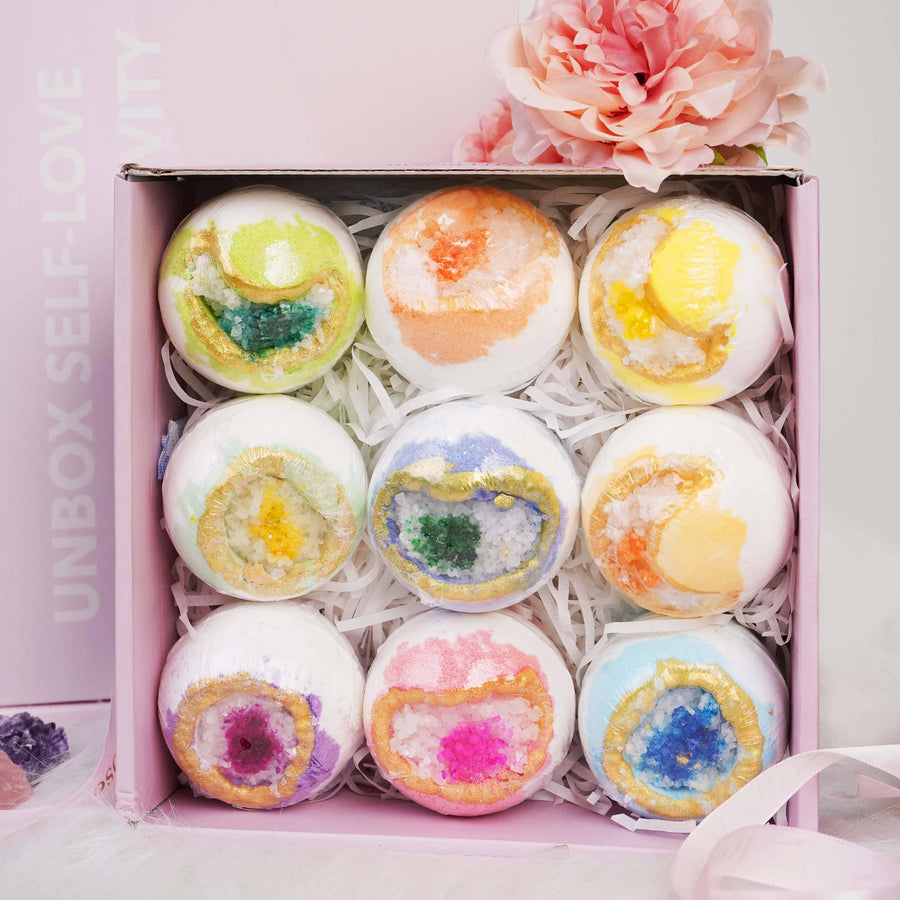 9-Piece Essential Oil Bath Bomb Gift Set – Luxury Aromatherapy for Relaxation & Wellness | Perfect Christmas Pamper Gift Bath Bombs Scilla Rose 