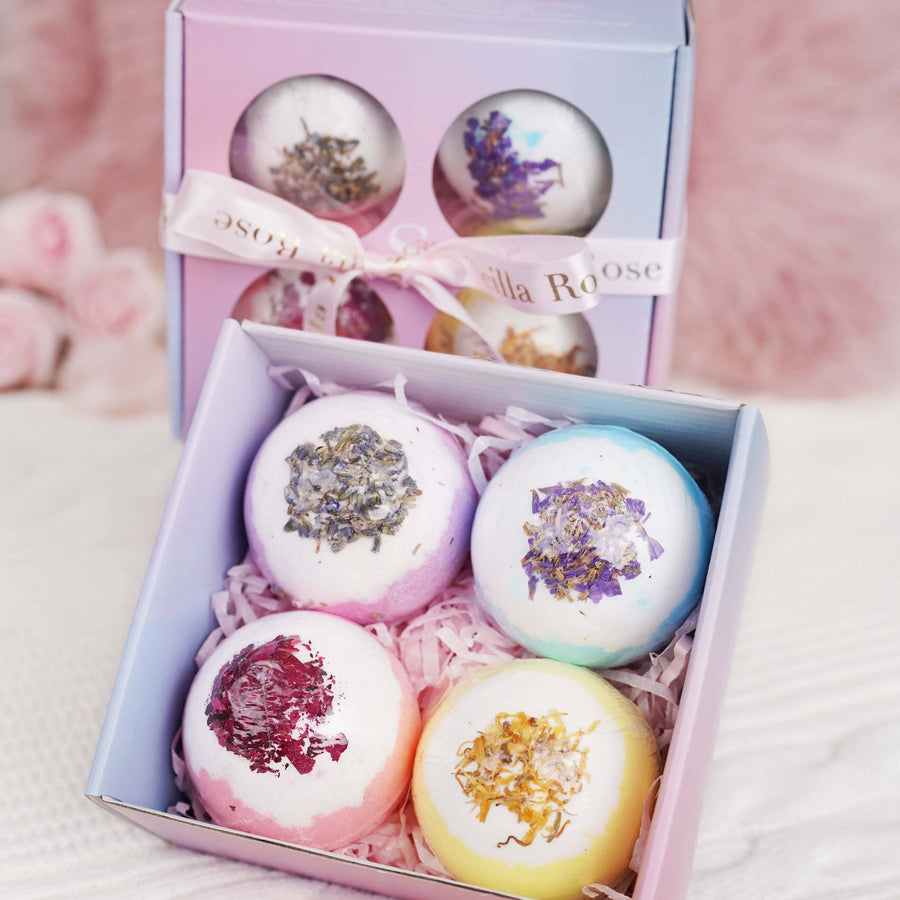 Aromatherapy Bath Bomb Gift Set – Luxurious 4-Piece Collection for Skin Nourishment & Relaxation | Pre-Sale Dispatching End of November Bath Bombs Scilla Rose 