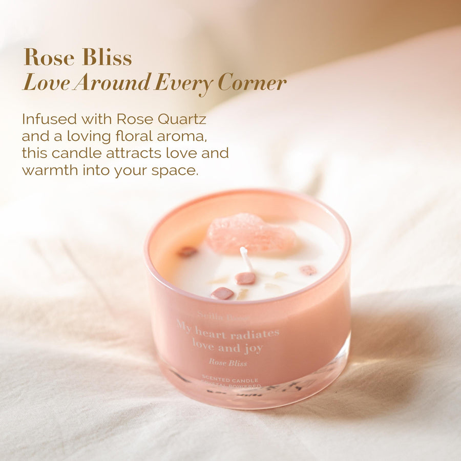 Rose Quartz & Amethyst Crystal Candle Set – Rose Bliss & Tranquil Bloom for Love, Peace, and Restful Sleep scented candles Scilla Rose 